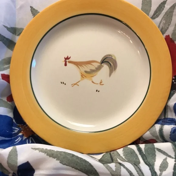 DONATED Lot of four Home Trends “Oh La La Rooster”8.5” Salad Plates - Picture 5 of 8